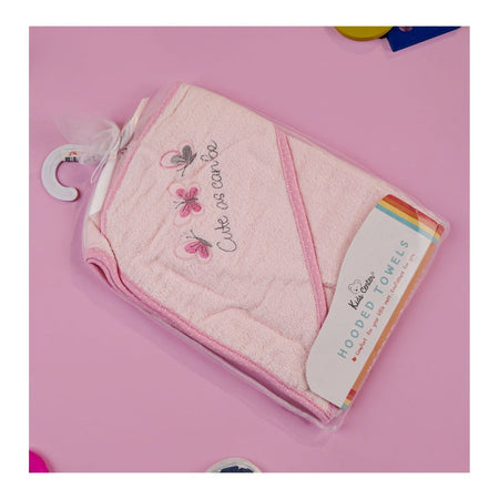 TG Kids Center Baby Hooded Bath Towel, Dark Pink Butterfly - Image 3