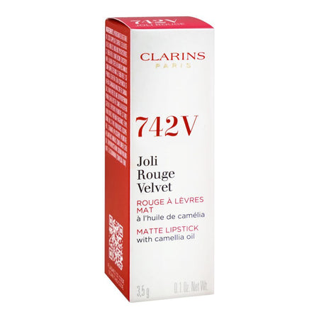 Clarins Paris Joli Rouge Velvet Camellia Oil Matte Lipstick, 742V Joli Rouge, 3.5g - Image 2