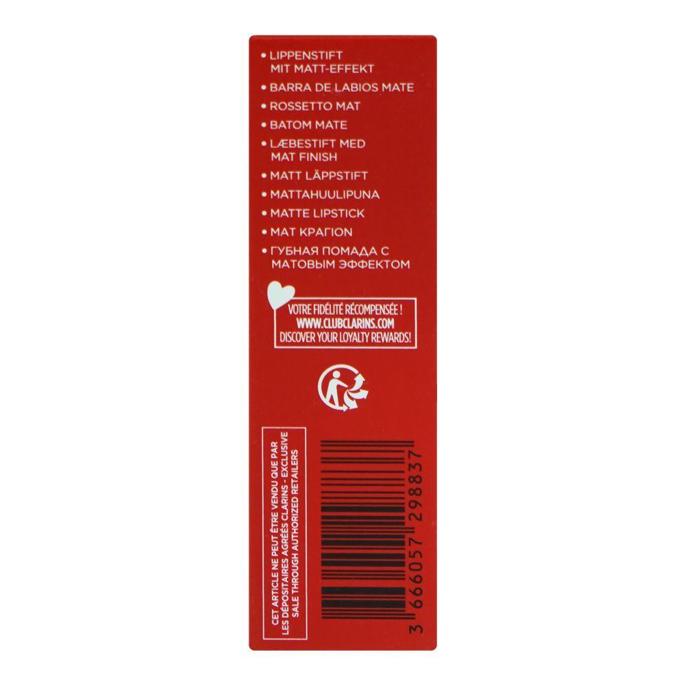 Clarins Paris Joli Rouge Velvet Camellia Oil Matte Lipstick, 768V Strawberry, 3.5g - Image 5
