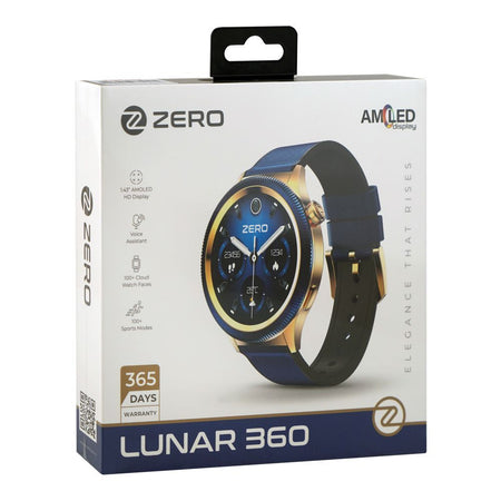 Zero 1.43 Inch Amoled HD Display Lunar 360 Smart Watch, BT Calling, IP67 Water Resistant, 8 Days Battery Life, Blue Leather - Image 2