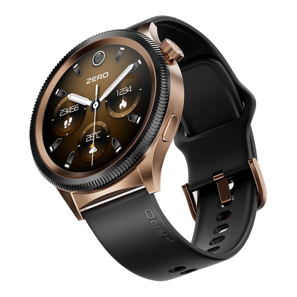 Zero 1.43 Inch Amoled HD Display Lunar 360 Smart Watch, BT Calling, IP67 Water Resistant, 8 Days Battery Life, Black Leather - Main Image