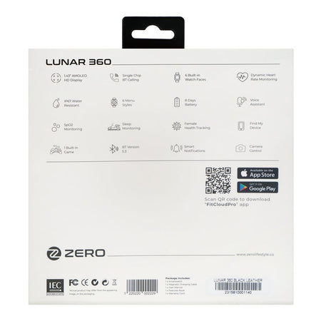 Zero 1.43 Inch Amoled HD Display Lunar 360 Smart Watch, BT Calling, IP67 Water Resistant, 8 Days Battery Life, Black Leather - Image 3