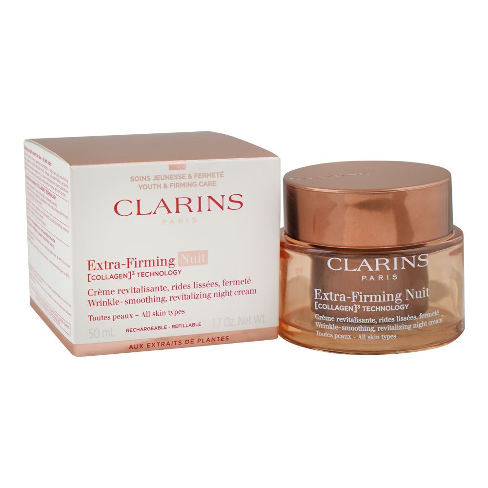 Clarins Paris Extra-Firming Nuit Wrinkle-Smoothing, Revitalizing Night Cream, For All Types Of Skin, 50ml - Main Image
