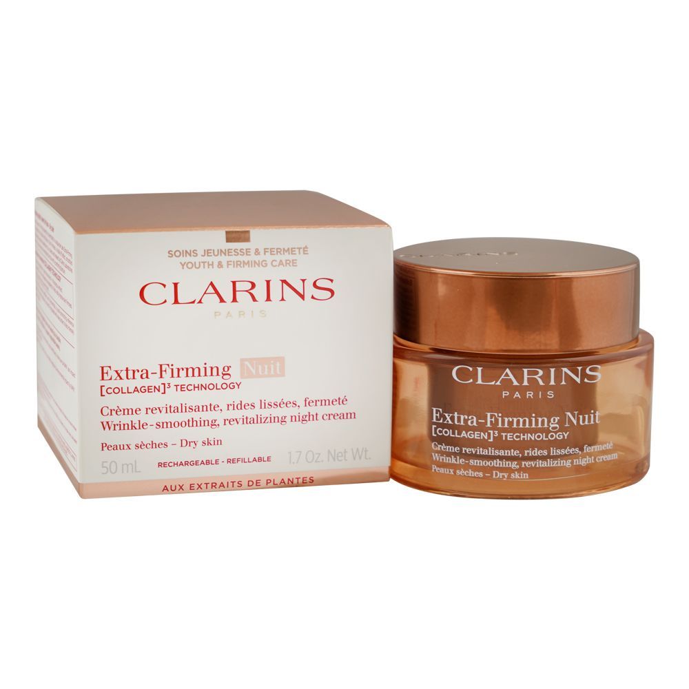 Clarins Paris Extra-Firming Nuit Wrinkle-Smoothing, Revitalizing Night Cream, For Dry Skin, 50ml - Main Image
