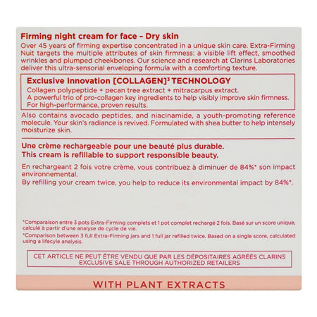 Clarins Paris Extra-Firming Nuit Wrinkle-Smoothing, Revitalizing Night Cream, For Dry Skin, 50ml - Image 2