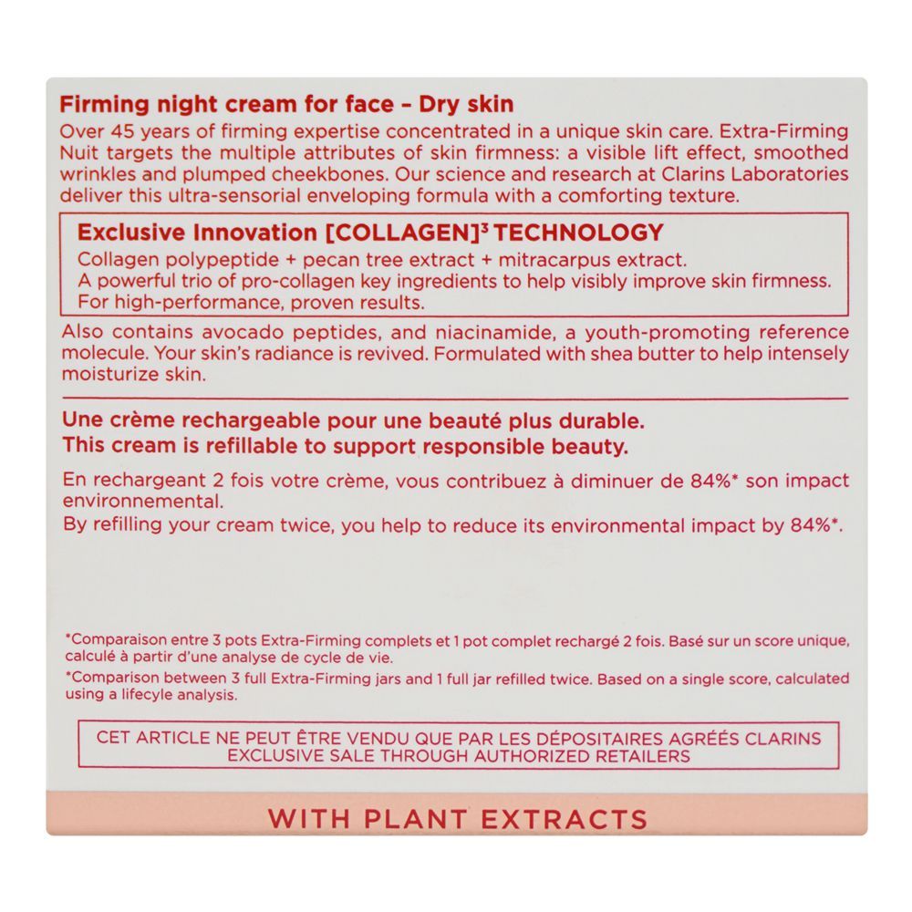 Clarins Paris Extra-Firming Nuit Wrinkle-Smoothing, Revitalizing Night Cream, For Dry Skin, 50ml - Image 2