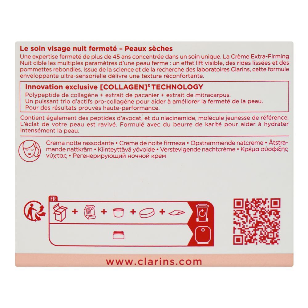 Clarins Paris Extra-Firming Nuit Wrinkle-Smoothing, Revitalizing Night Cream, For Dry Skin, 50ml - Image 4