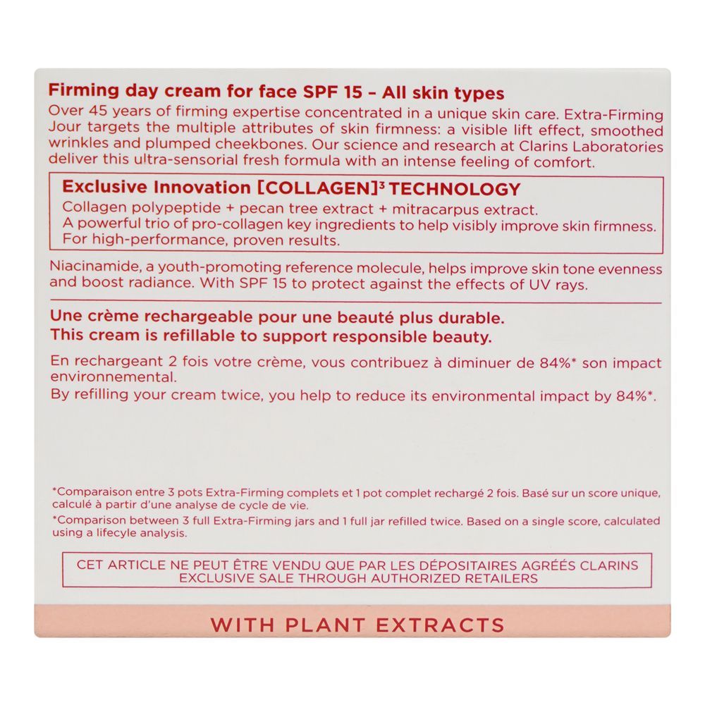 Clarins Paris Extra-Firming SPF15 Lift Effect, Wrinkle-Smoothing Day Cream, All Type Of Skin, 50ml - Image 3