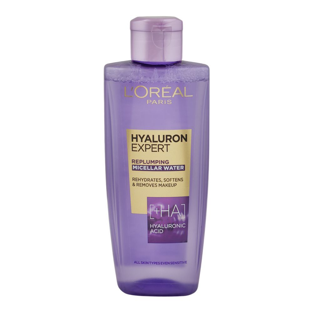 L'Oreal Paris Hyaluron Expert Replumping Micellar Water, Hyaluronic Acid, For All Types Of Skin, 200ml - Main Image