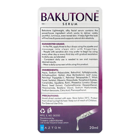 Mazton Bakutone Advanced Anti Ageing Serum, For All Types Of Skin, 20ml - Image 2