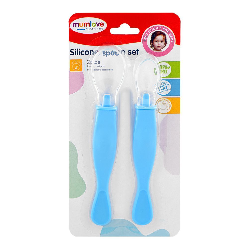 Mum Love Silicone Spoon Set, BPA Free, Blue, D6318-3, 2-Pack - Main Image