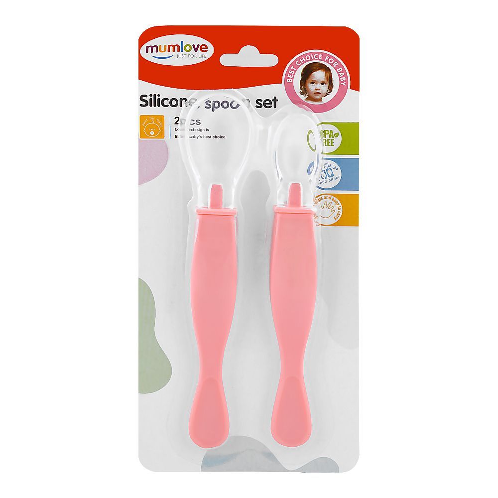 Mum Love Silicone Spoon Set, BPA Free, Pink, D6318-3, 2-Pack - Main Image