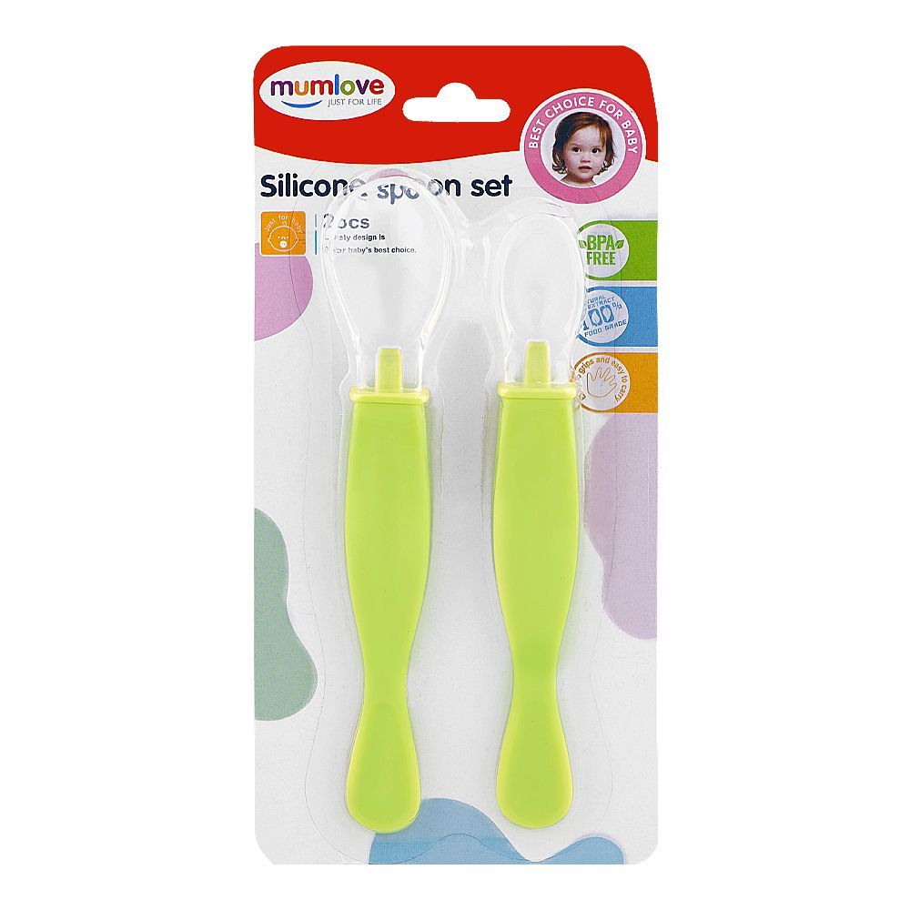 Mum Love Silicone Spoon Set, BPA Free, Green, D6318-3, 2-Pack - Main Image