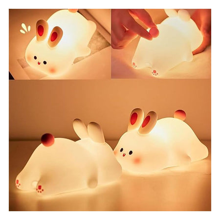 AJF Rabitt Shaped Rechargeable Silicone Night Lamp With Type-C Rechargable Port, BPA Free, 30 Minutes Run Time, 1200mAh Battery - Image 3