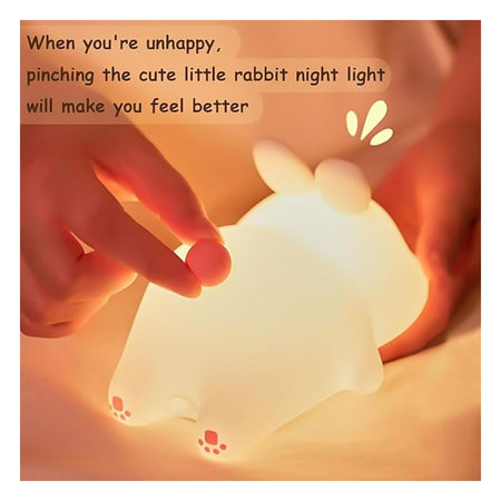 AJF Rabitt Shaped Rechargeable Silicone Night Lamp With Type-C Rechargable Port, BPA Free, 30 Minutes Run Time, 1200mAh Battery - Image 4
