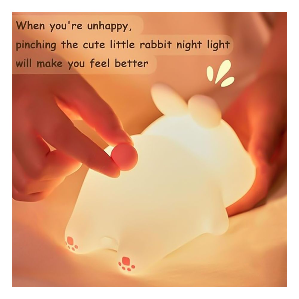 AJF Rabitt Shaped Rechargeable Silicone Night Lamp With Type-C Rechargable Port, BPA Free, 30 Minutes Run Time, 1200mAh Battery - Image 4