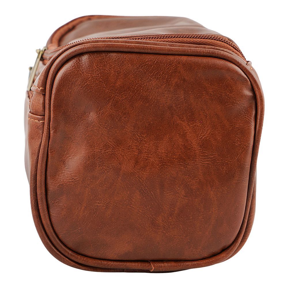 AJF Vintage Leather Toiletry Bag With Hook Cosmetic Hanging Bag Travel, Brown, BA-06 - Image 3