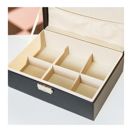 AJF Leather Jewellery Organizer with Locker 2 Layers Hanging Holder Jewelry Box, Black, AS-44 - Image 3