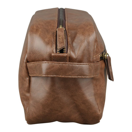AJF Vintage Long Leather Toiletry Bag With Hook, Chocolate Brown, BA-04 - Image 2