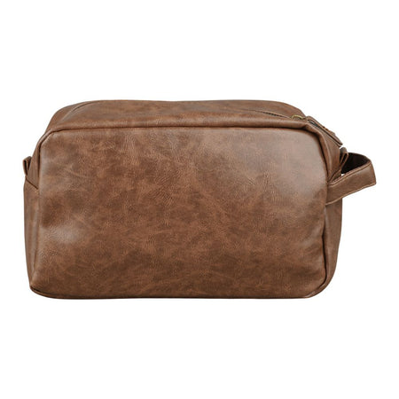 AJF Vintage Long Leather Toiletry Bag With Hook, Chocolate Brown, BA-04 - Image 3