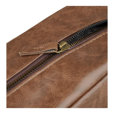 AJF Vintage Long Leather Toiletry Bag With Hook, Chocolate Brown, BA-04 - Image 4