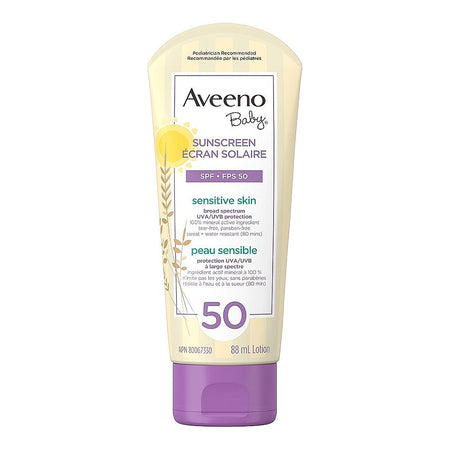 Aveeno Baby Ecran Solaire Sunscreen Lotion, SPF50, Tear & Paraben Free, For Sensitive Skin, 88ml - Main Image