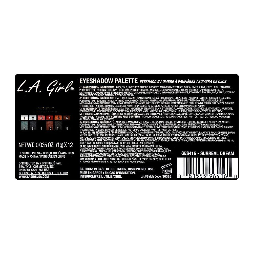 L.A. Girl Fanatic Eyeshadow Palette, GES416 Surreal Dream, 12-Pack - Image 4