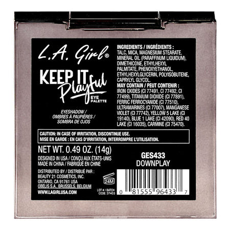 L.A. Girl Keep It Playful Eyeshadow Palette, GES433 Downplay, 9-Pack - Image 3