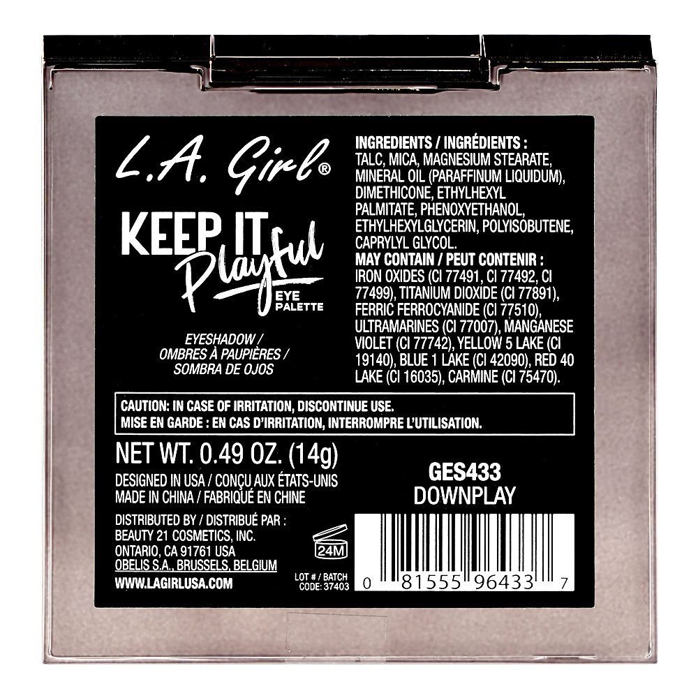 L.A. Girl Keep It Playful Eyeshadow Palette, GES433 Downplay, 9-Pack - Image 3