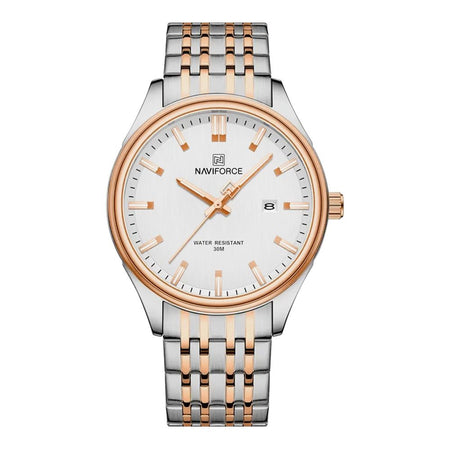 Naviforce Men's Analog Watch With Black & SIlver Dial & Satinless Steel Chain, NF8039 S/RG/W - Main Image
