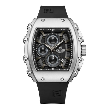 Naviforce ChronoEdge Men's Chronograph Watch With Black & Silver Dial & Fumed Silica Straps, NF8070 S/B/B - Main Image