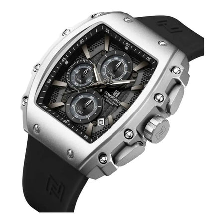 Naviforce ChronoEdge Men's Chronograph Watch With Black & Silver Dial & Fumed Silica Straps, NF8070 S/B/B - Image 2
