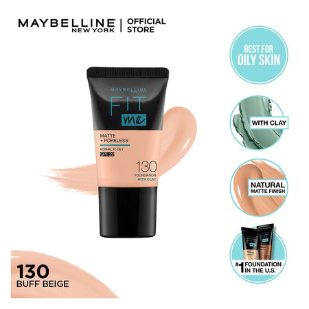 Maybelline New York Fit Me Matte + Poreless Liquid Foundation, 130, Buff Beige, 18ml - Image 2