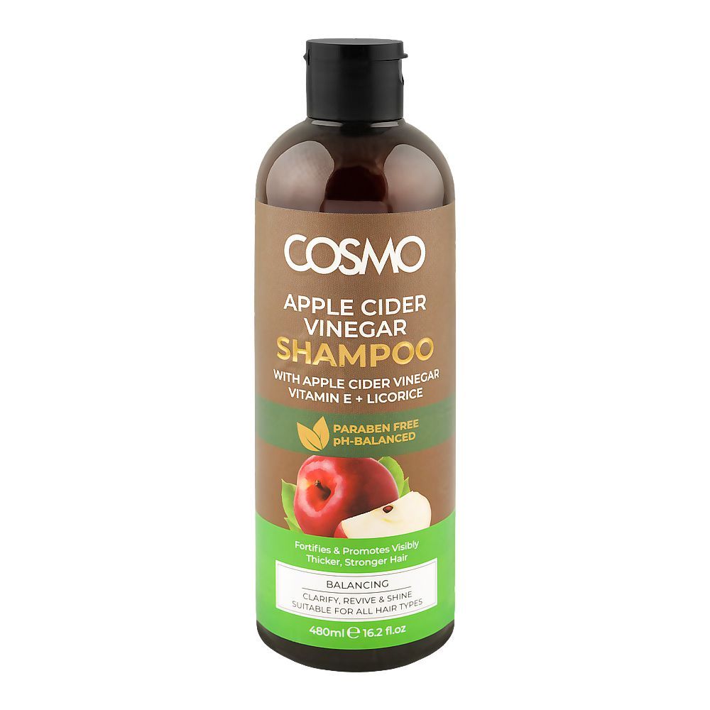 Cosmo Apple Cider Vinegar Balancing Shampoo, Vitamin E + Licorice, Paraben Free, For All Types Of Hair, 480ml - Main Image