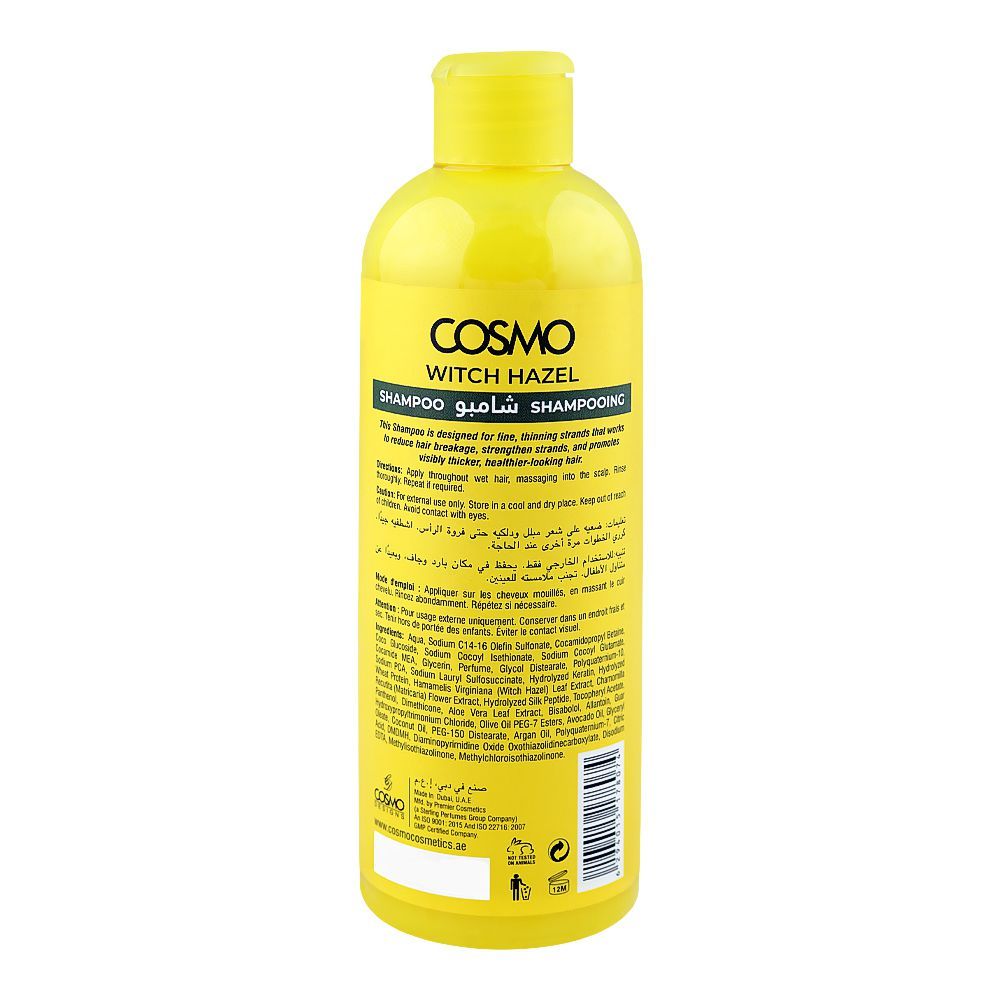 Cosmo Witch Hazel Chamomile + Allantoin Calming Shampoo, Paraben Free, For Thick & Stronger Hair, 480ml - Image 2