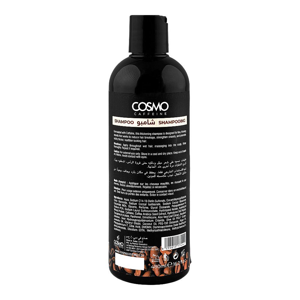 Cosmo Caffeine Arabica Coffee Thickening Shampoo, For Thick & Strong Hair, 480ml - Image 2