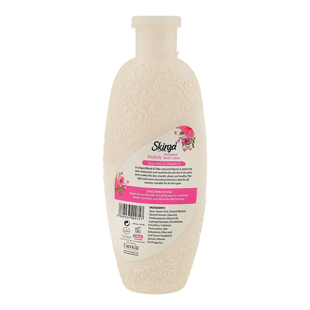 Skinza Melody Perfumed Body Lotion, Aloe Vera & Vitamin E, 220ml - Image 2