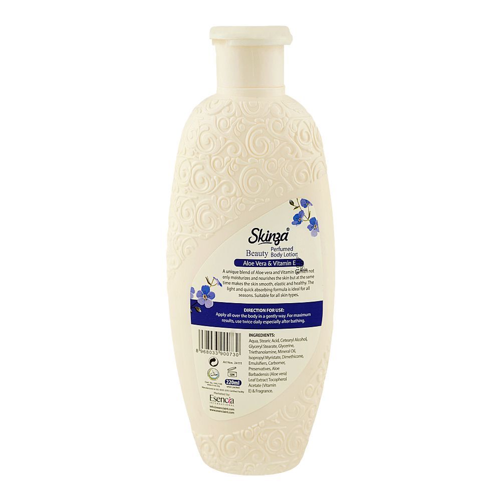 Skinza Beauty Perfumed Body Lotion, Aloe Vera & Vitamin E, 220ml - Image 2