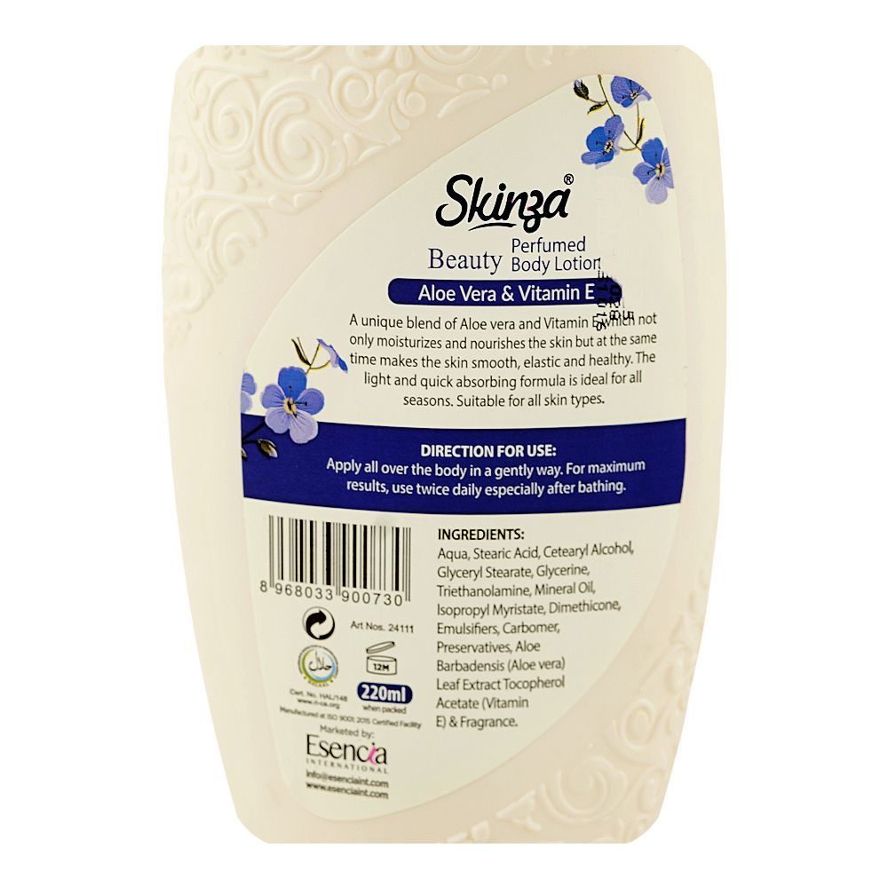 Skinza Beauty Perfumed Body Lotion, Aloe Vera & Vitamin E, 220ml - Image 3