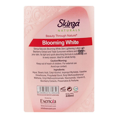 Skinza Natural Blooming White UV Protection Bearberry Extract & Triple Sunscreen Lotion, For All Types Of Skin, 220ml - Image 3