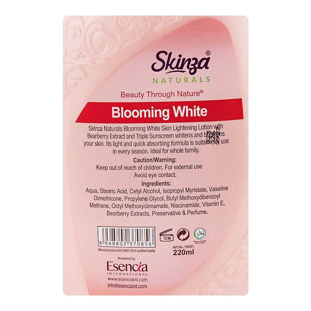 Skinza Natural Blooming White UV Protection Bearberry Extract & Triple Sunscreen Lotion, For All Types Of Skin, 220ml - Image 3