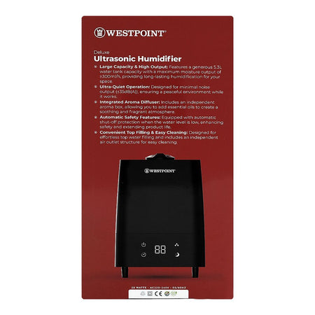 West Point Deluxe Ultrasonic Humidifier, 5.3 Liters Tank, 28W, 220-240V, WF-1206 - Image 3