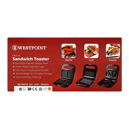 West Point 3-In-1 Deluxe Sandwich Toaster, 750W, 220-240V, WF-6696 - Image 5