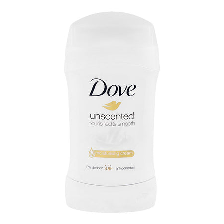 Dove Unscented Nourished & Smooth 48H Deodorant Stick, Anti-Perspirant, Alcohol Free, 40g - Main Image