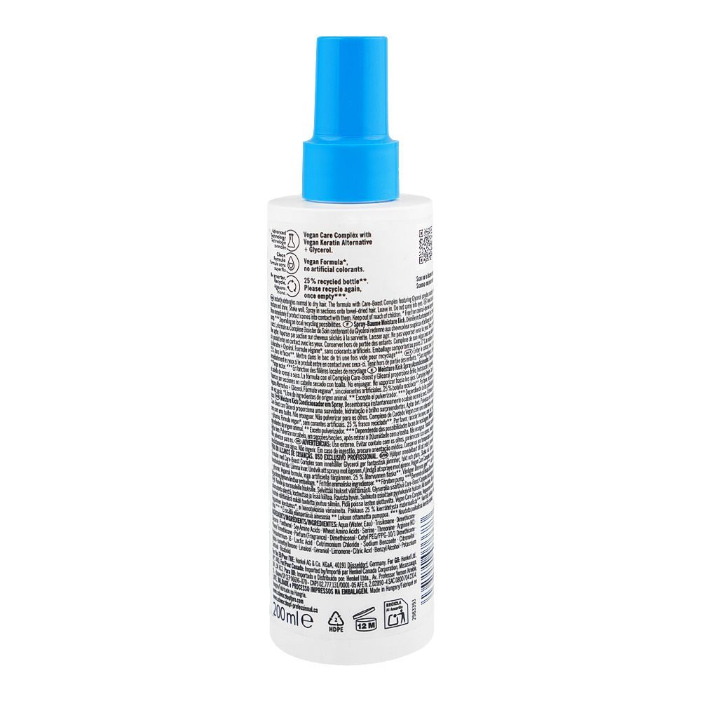 Schwarzkopf BC Bonacure Moisture Kick Care-Boost Complex Spray Conditioner, Lactic Acid, Citric Acid, For Normal To Dry Hair, 200ml - Image 2