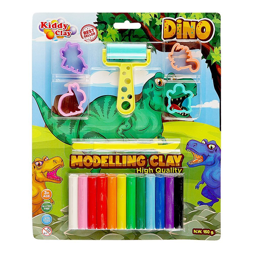 Kiddy Clay Modeling Clay, Gluten Free, Non-Toxic, 3 Years+ ST-150-12+4SMT/RP, 150g - Main Image