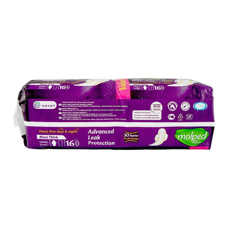 Molped Maxi Thick Advanced Leak Protection With 3D Barrier, Long, Value Pack, 16 Pads - Image 4
