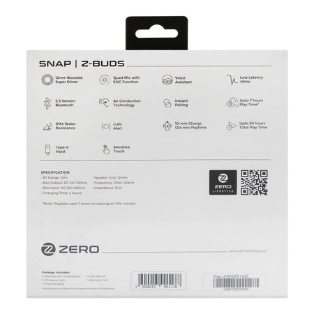 Zero Snap Z-Buds ENC Wireless Earbuds, Up to 7 Hours Play Time, IPX4 Water Resistant, Lavender haze - Image 5