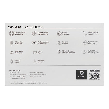Zero Snap Z-Buds ENC Wireless Earbuds, Up to 7 Hours Play Time, IPX4 Water Resistant, Lavender haze - Image 6
