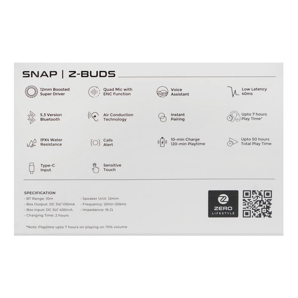Zero Snap Z-Buds ENC Wireless Earbuds, Up to 7 Hours Play Time, IPX4 Water Resistant, Lavender haze - Image 6